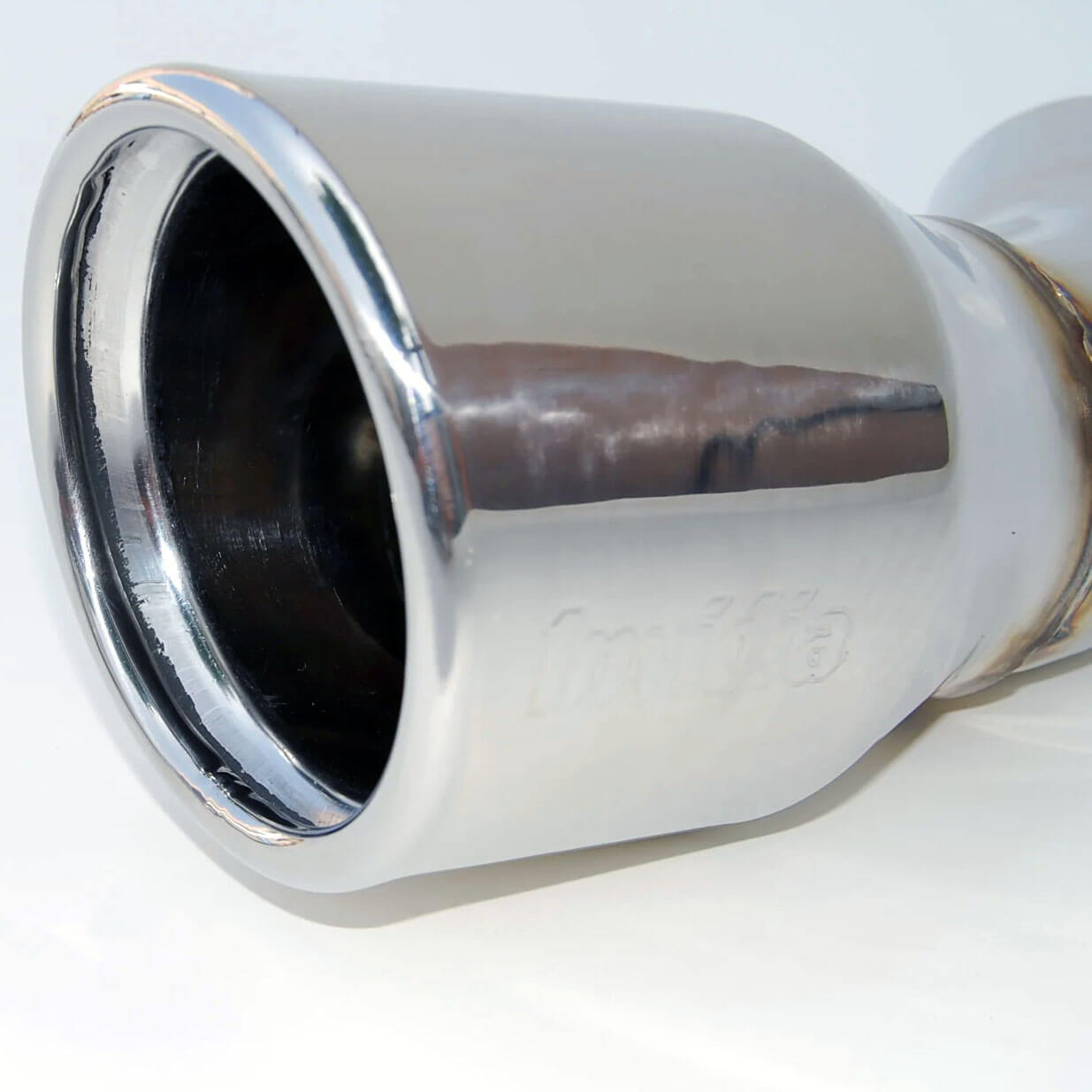 Invidia Q300 Single Muffler Cat-Back Exhaust w/ Rolled 110mm SS Tip, 2008-2010 WRX (Hatch) - Angle 2