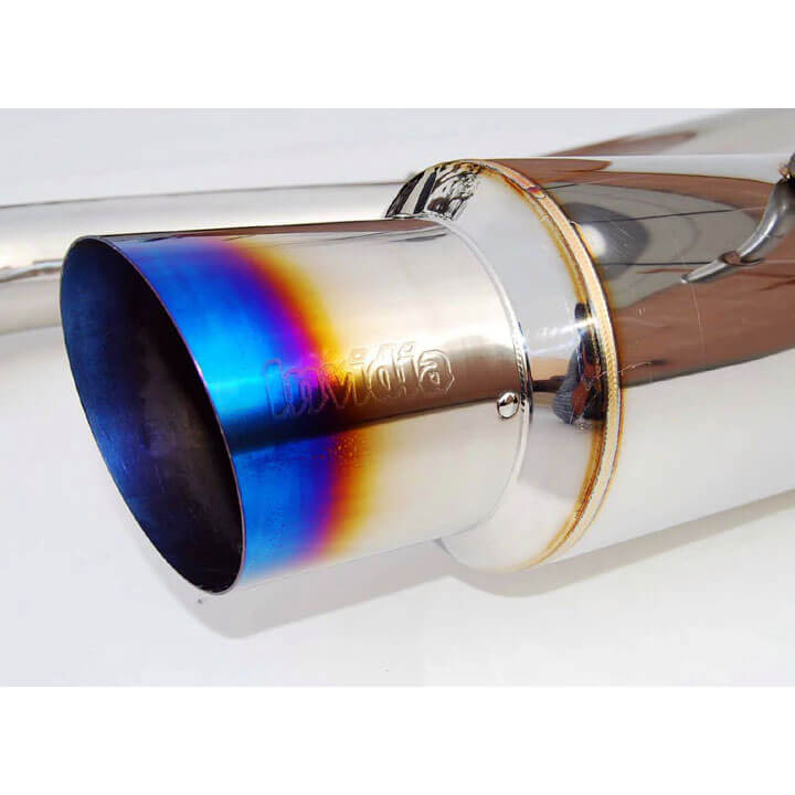 Invidia Racing Cat-Back Exhaust w/ Single 101mm Single-Layer Ti Tip, 2002-2007 WRX & 2004-2007 STi - Angle 3