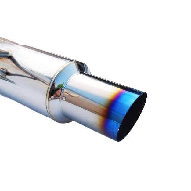 Invidia Racing Cat-Back Exhaust w/ Single 101mm SS Tip, 2008-2014 WRX & 2011-2014 STi (Sedan) - Angle 2