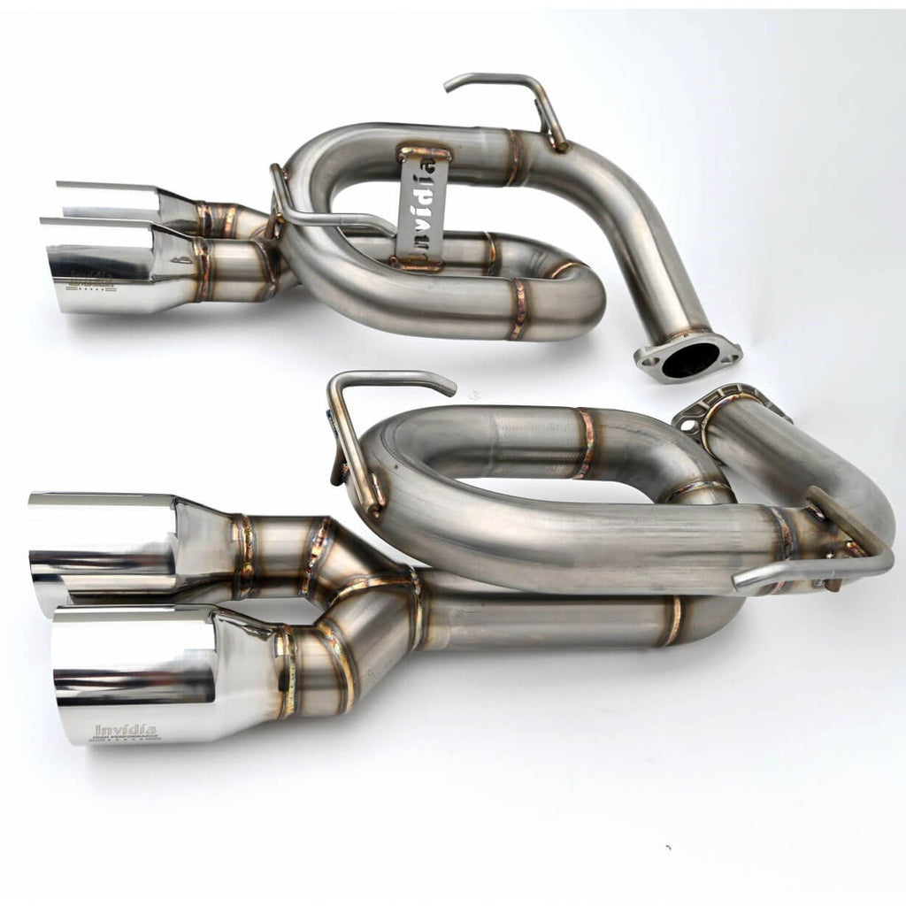Invidia Twin Loop Axle-Back Exhaust System w/ Single-Layer 89mm SS Tips, 2022-2026 WRX - Angle 2