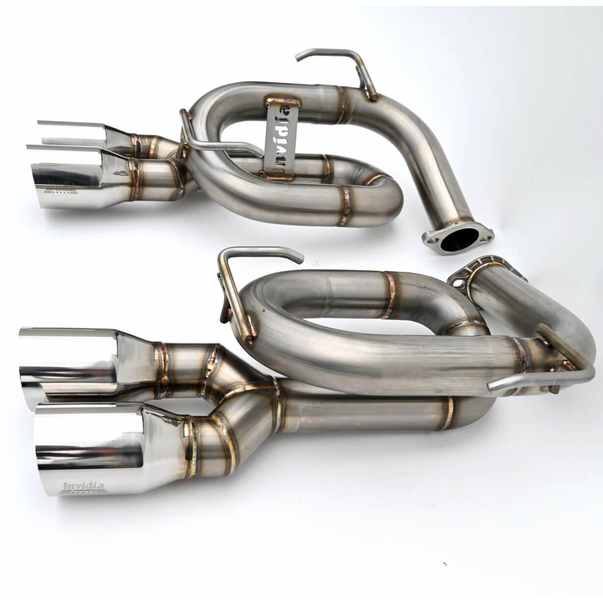 Invidia Twin Loop Axle-Back Exhaust System w/ Single-Layer 89mm SS Tips, 2022-2026 WRX - Angle 2