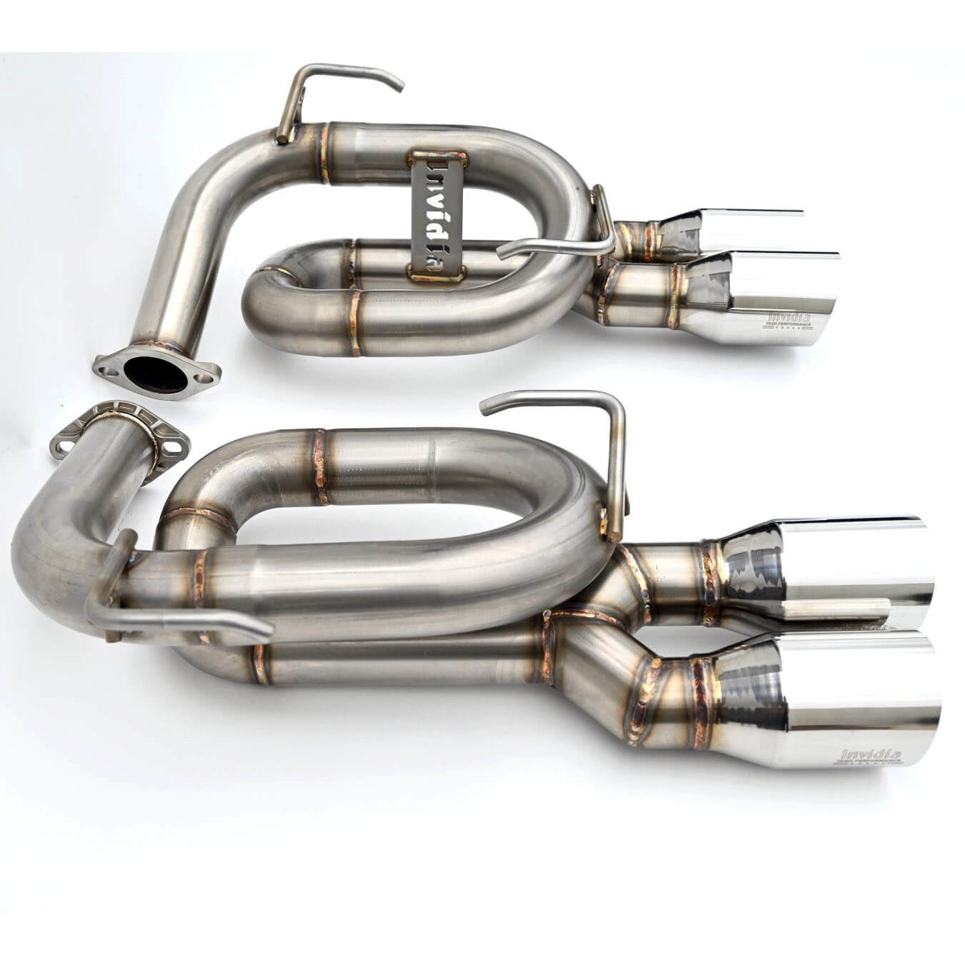 Invidia Twin Loop Axle-Back Exhaust System w/ Single-Layer 89mm SS Tips, 2022-2026 WRX - Angle 3