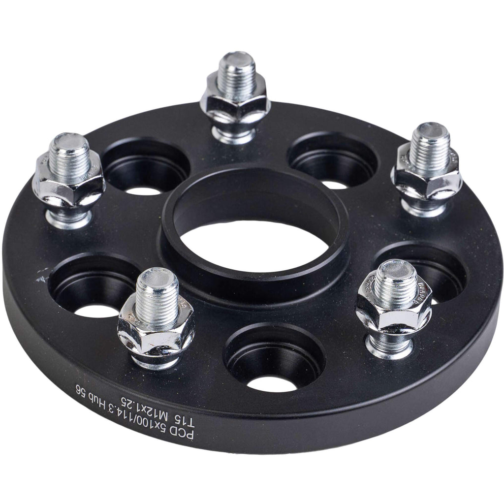 ISC Wheel Adapters (5x100 > 5x114, 15mm, Set/4, Black), 2002-2014 WRX & 2004 STi - Angle 2
