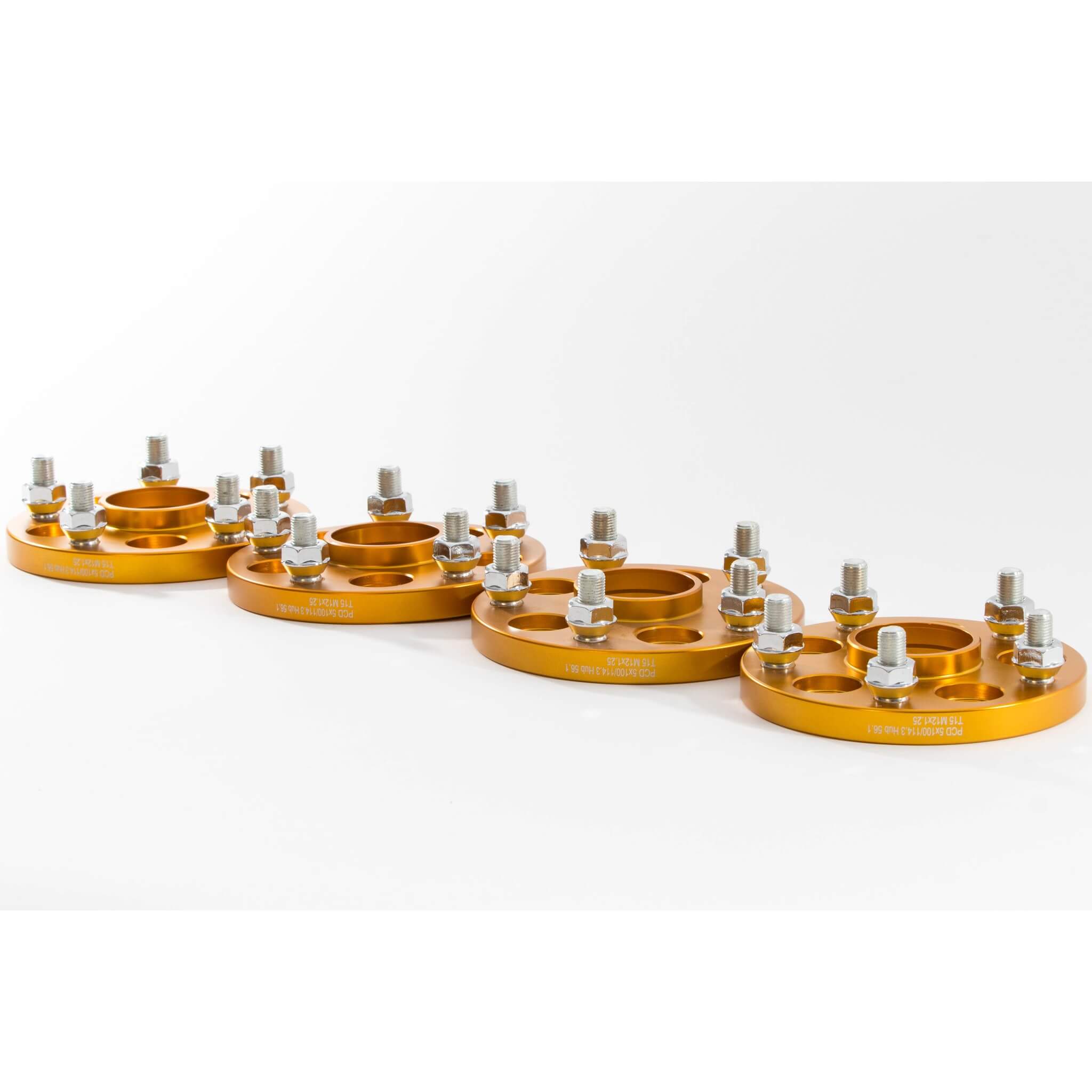 ISC Wheel Adapters (5x100 > 5x114, 25mm, Pair/4, Gold), 2002-2014 WRX & 2004 STi