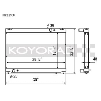 Koyo Aluminum Racing Radiator, 2009-2019 GT-R - Angle 2