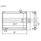 Koyo Aluminum Racing Radiator, 2009-2019 GT-R - Angle 2