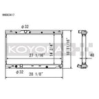 Koyo Aluminum Racing Radiator, 2017-2021 Civic Type R - Angle 2