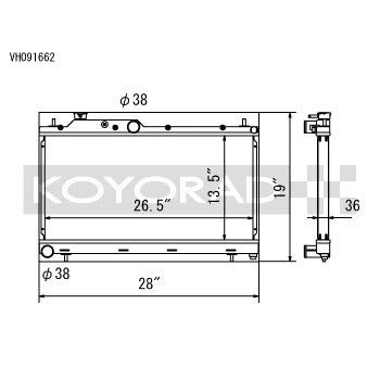 Koyo Hyper V Aluminum Racing Radiator, 2008-2021 STi - Angle 2