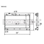 Koyo Hyper V Aluminum Racing Radiator, 2008-2021 STi - Angle 2