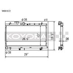 Koyo VH Series 36mm Hyper Core Radiator, 2002-2007 WRX & 2004-2007 STi - Angle 2