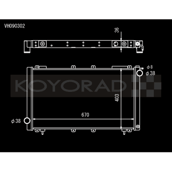 Koyo VH Series Aluminum 36mm Thick Radiator, 1991-1994 Legacy GT Turbo