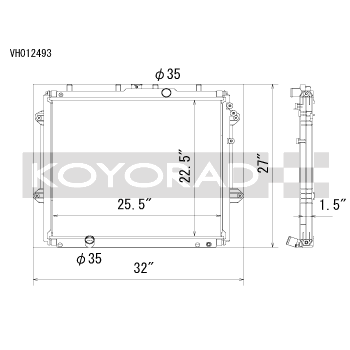 Koyo VH Series Aluminum Radiator, 2010-2019 Toyota 4Runner 5th Generation