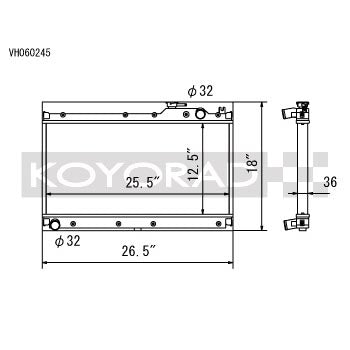 Koyo VH Series Aluminum Radiator, 1990-1997 Miata - Angle 2
