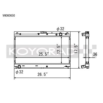 Koyo VH Series Aluminum Radiator, 1999-2005 Miata - Angle 2