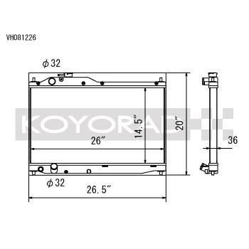 Koyo VH Series Aluminum Radiator, S2000 - Angle 2