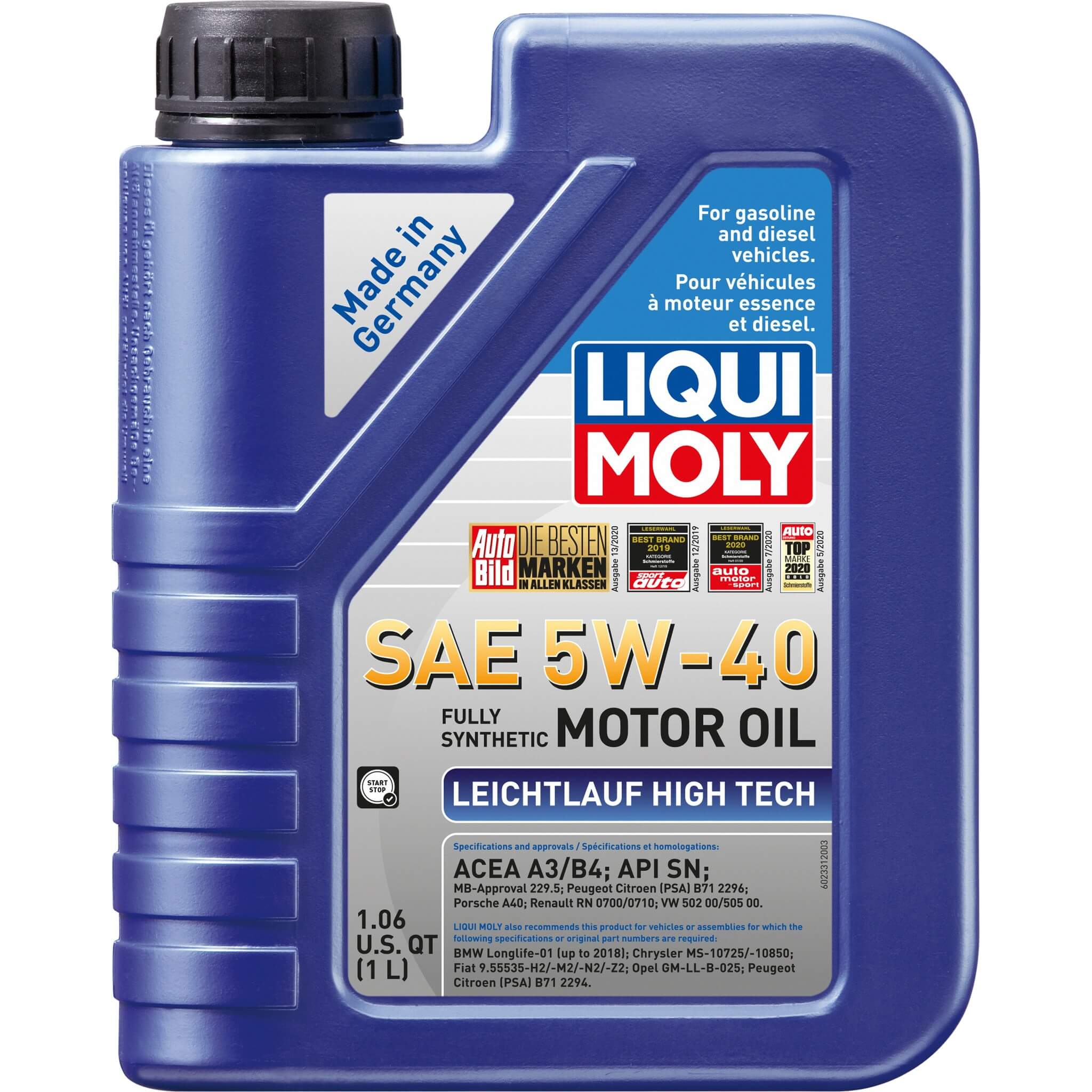 LIQUI MOLY Leichtlauf (Low Friction) High Tech Engine Oil (5W-40, 1 Liter)