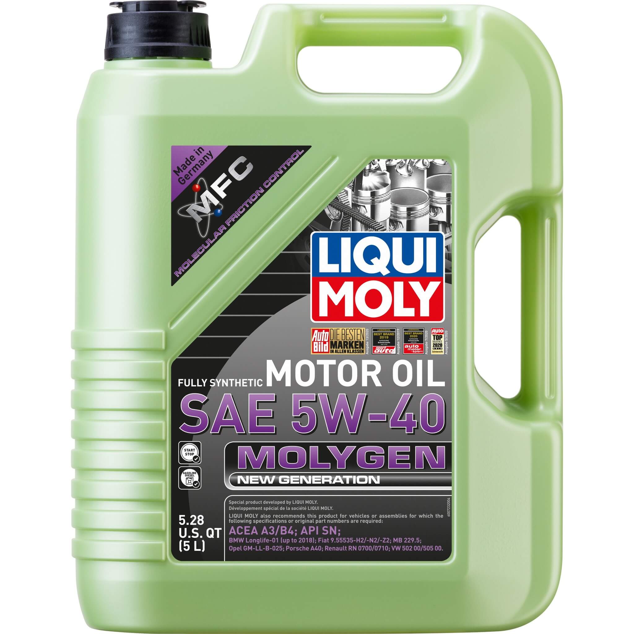 LIQUI MOLY Molygen New Generation Engine Oil (5W-40, 5 Liters)