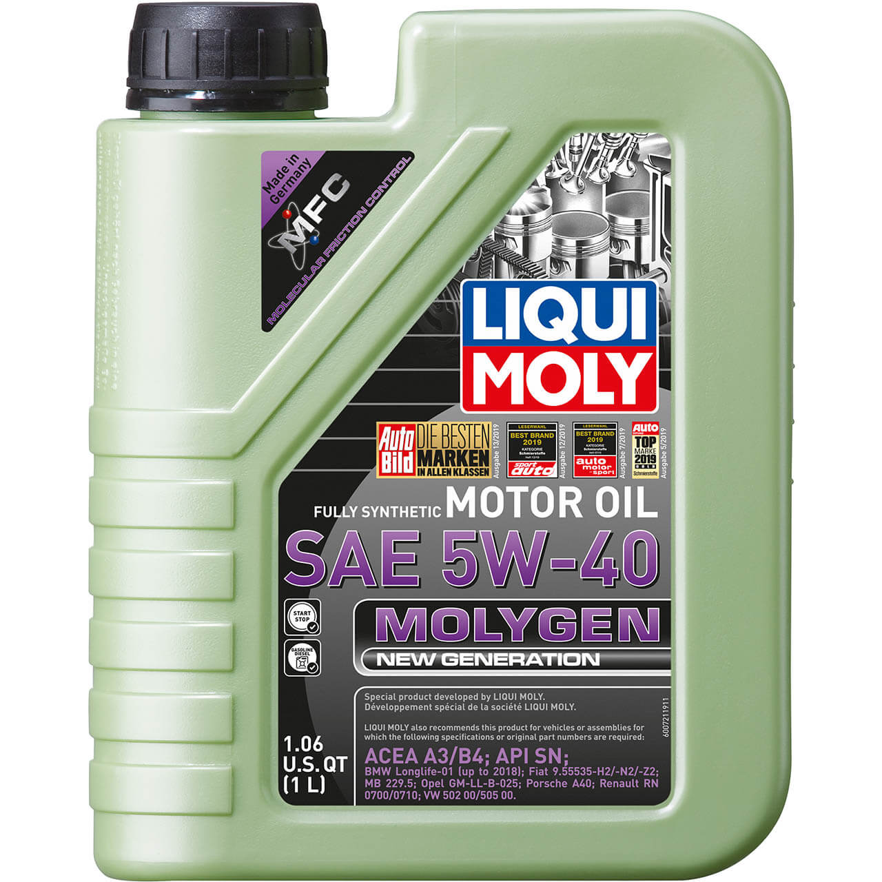 LIQUI MOLY Molygen New Generation Engine Oil (SAE 5W-40, 1 Liter)