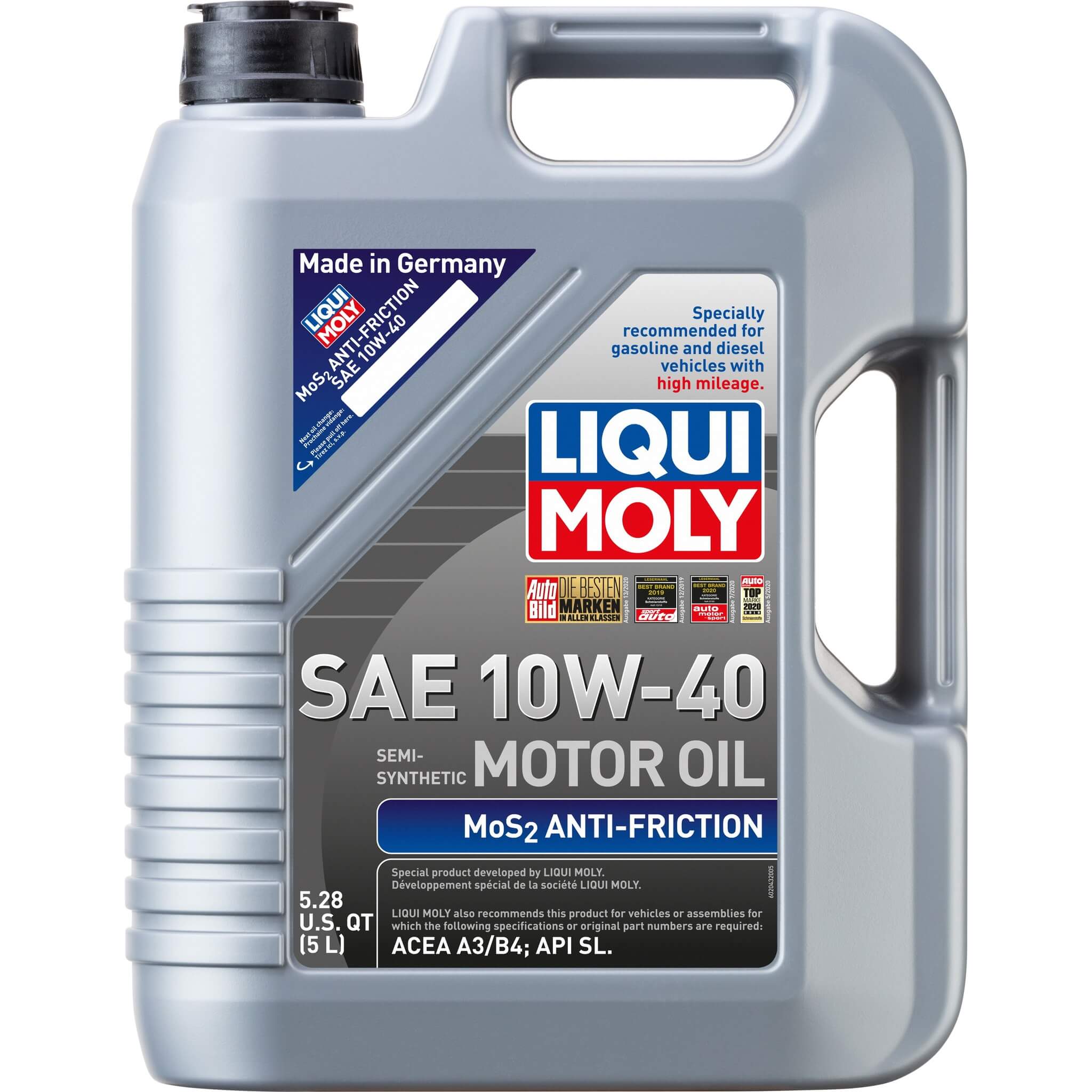 LIQUI MOLY MoS2 Antifriction Engine Oil (SAE 10W-40, 5 Liters)