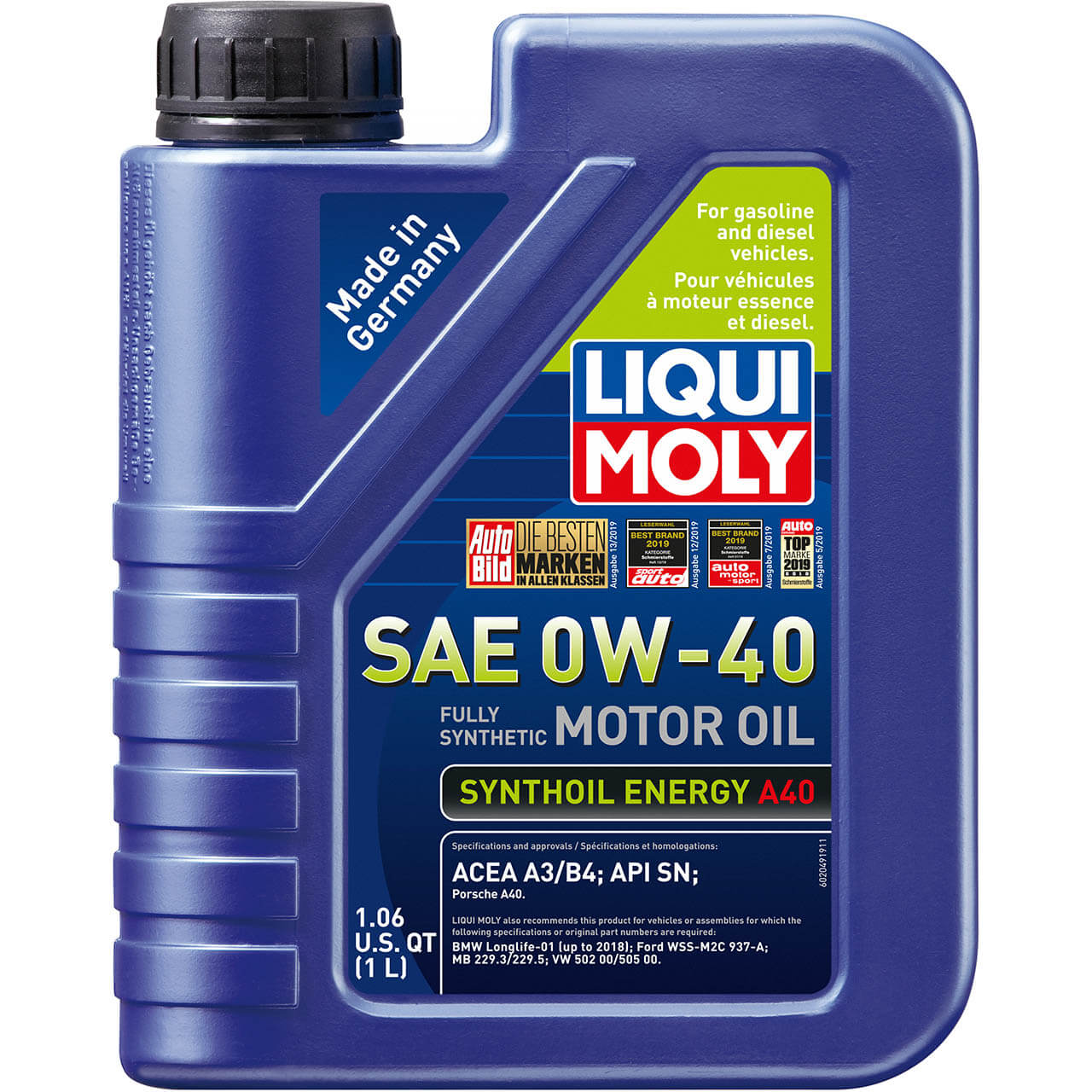 LIQUI MOLY Synthoil Energy A40 Engine Oil (SAE 0W-40, 1 Liter)