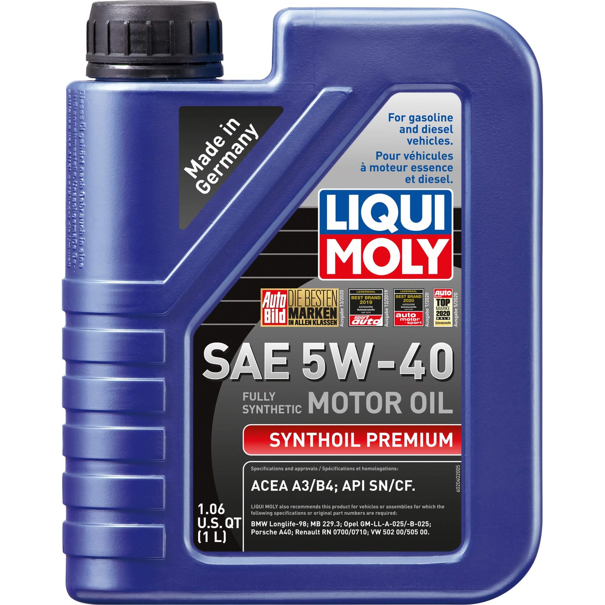 LIQUI MOLY Synthoil Premium Engine Oil SAE (5W-40, 1 Liter)