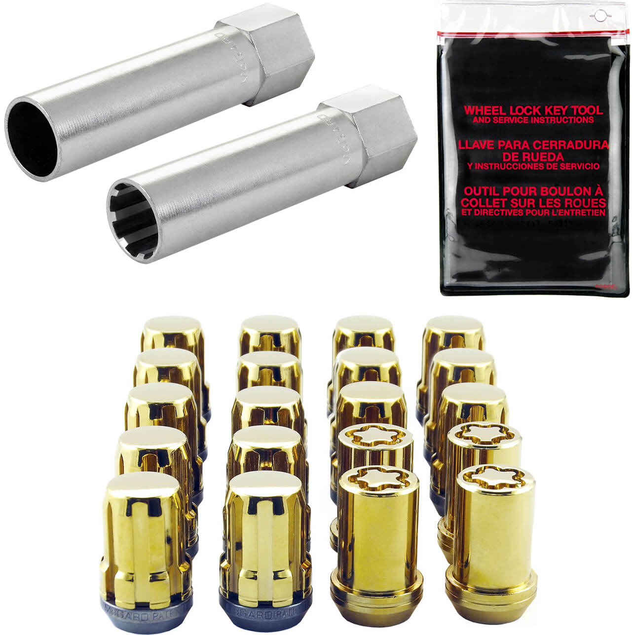 McGard Spline Drive Lug Set (12x1.25mm, 16 Lugs w/ 4 Locks, Gold)