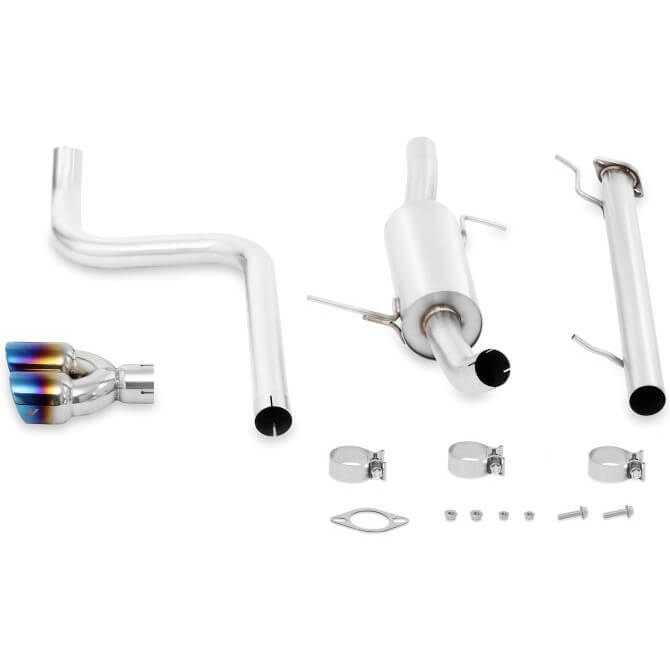 Mishimoto Cat-Back Exhaust System (Burnt Tip, Non-Resonated), 2014-2019 Fiesta ST - Angle 2