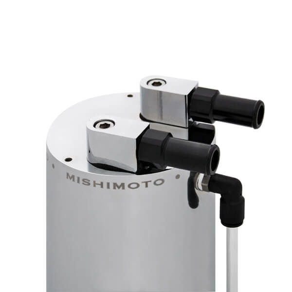 Mishimoto Oil Catch Can (Large, Polished Aluminum, Universal) - Angle 2