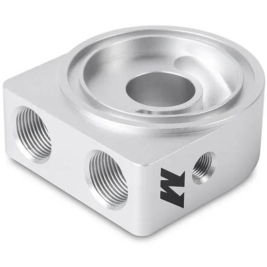 Mishimoto Oil Sandwich Plate Adapter (Non-Thermostatic, Silver), 2013-2025 BRZ/FR-S/86/GR86 - Angle 2