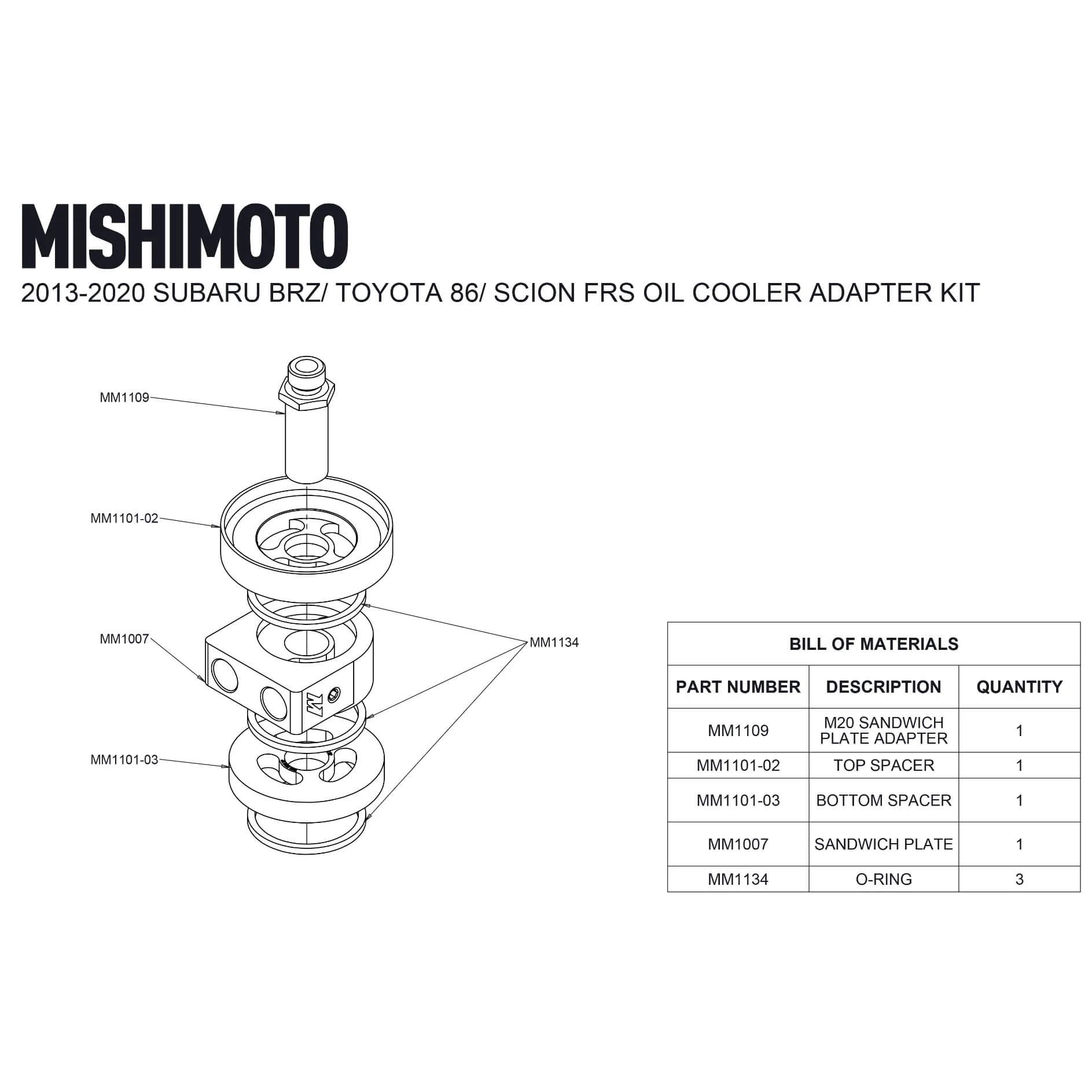 Mishimoto Oil Sandwich Plate Adapter (Non-Thermostatic, Silver), 2013-2025 BRZ/FR-S/86/GR86 - Angle 5