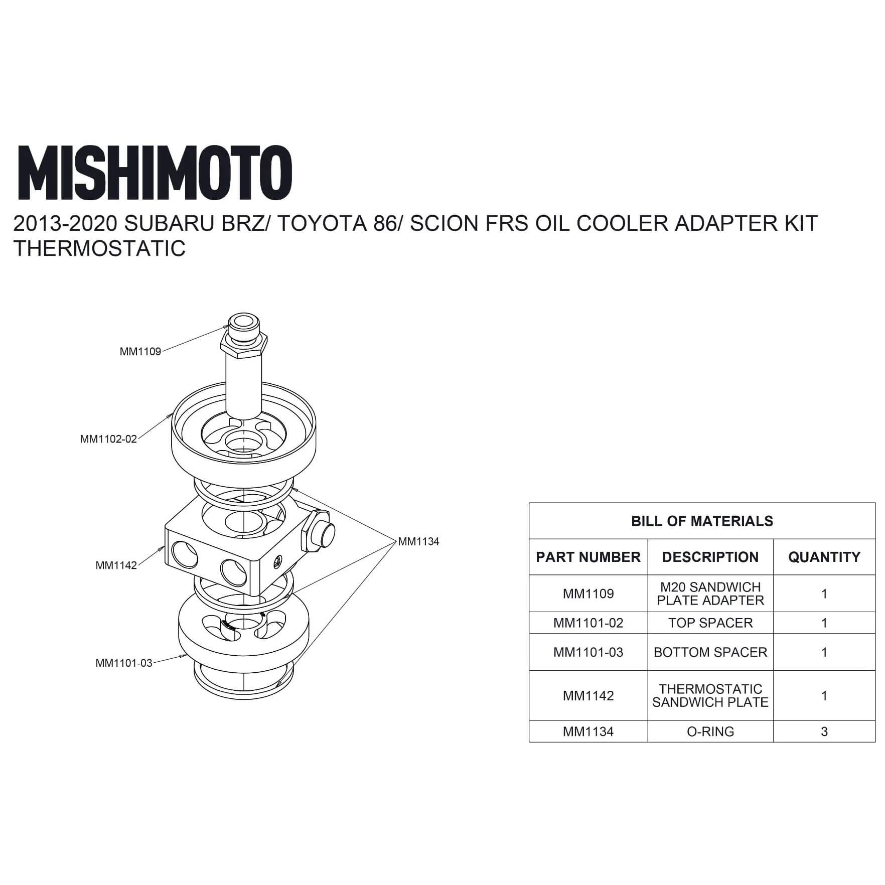 Mishimoto Oil Sandwich Plate Adapter (Thermostatic, Gold), 2013-2025 BRZ/FR-S/86/GR86 - Angle 5