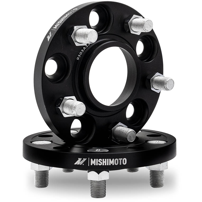Mishimoto Wheel Spacers (15mm, 5x114.3, M12x1.5, 64.1 Center Bore, Black), 2005-2021 STi & 2015-2021 WRX