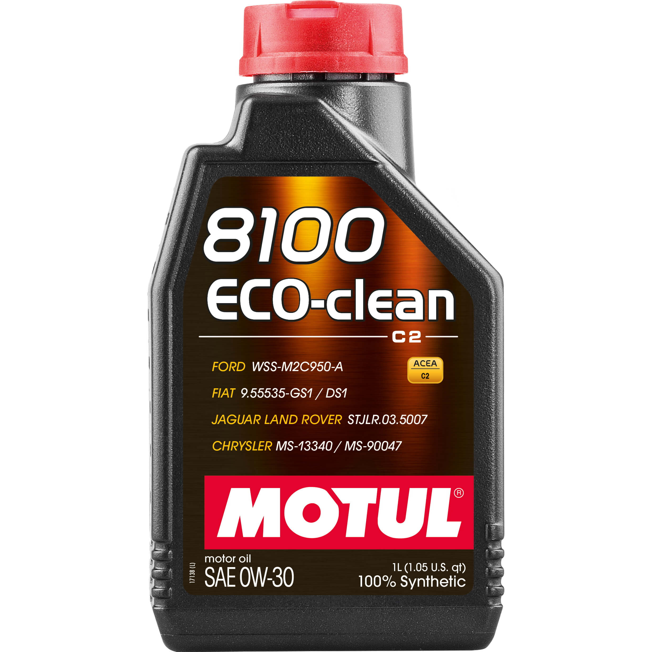 Motul 8100 ECO-CLEAN Full Synthetic Engine Oil (0W-30, 1 Liter)
