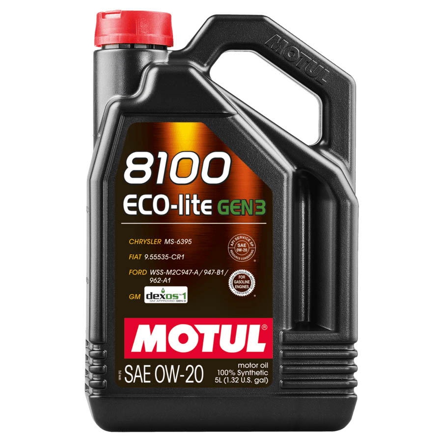 Motul 8100 ECO-lite Gen3 Full Synthetic Engine Oil (0W-20, 5 Liters)