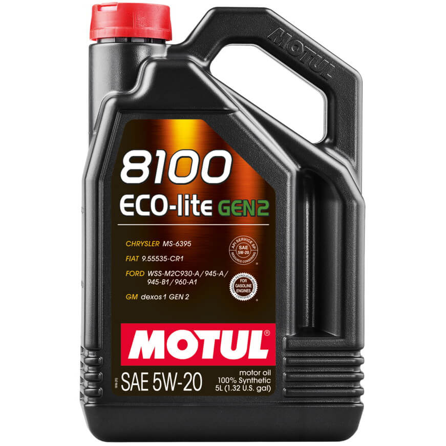 Motul 8100 ECO-lite Gen3 Full Synthetic Engine Oil (5W-20, 5 Liters)