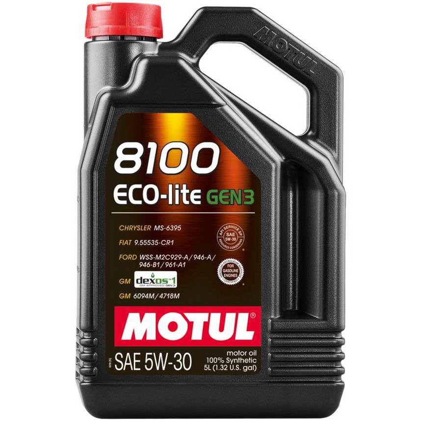 Motul 8100 ECO-lite Gen3 Full Synthetic Engine Oil (5W-30, 5 Liters)