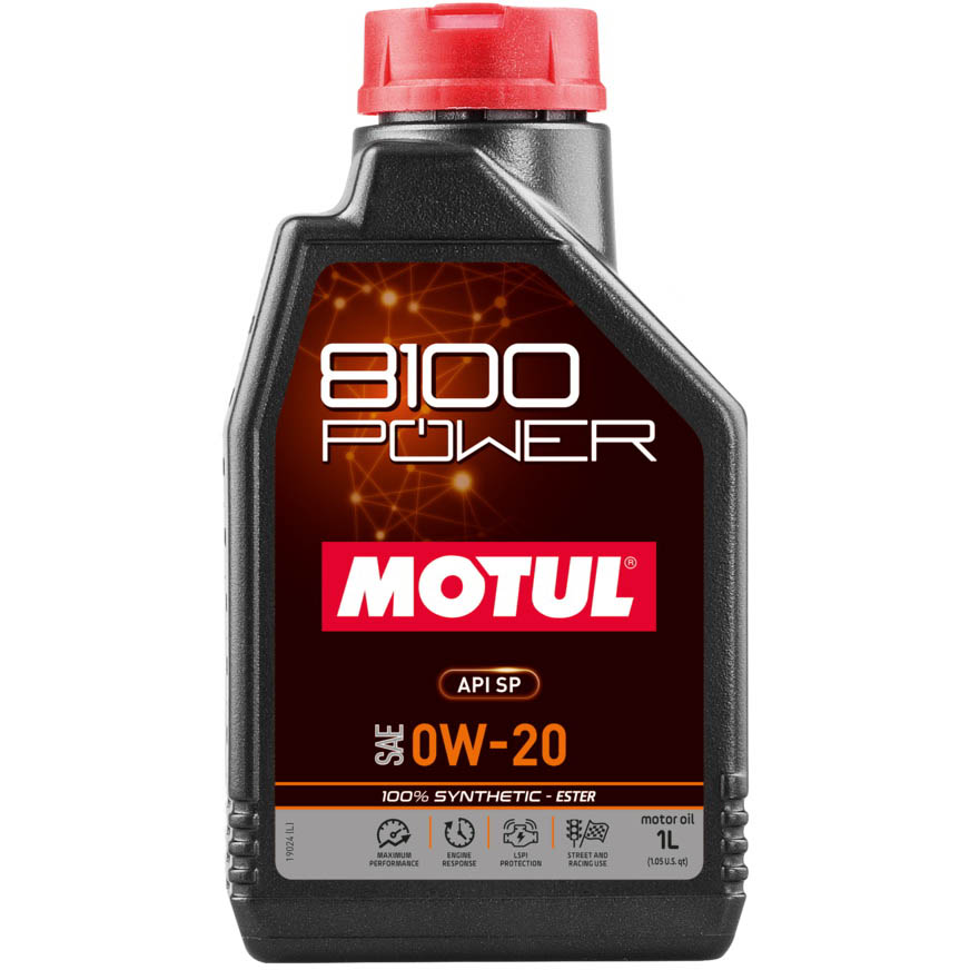 Motul 8100 Power Full Synthetic Engine Oil (0W-20, 1 Liter)