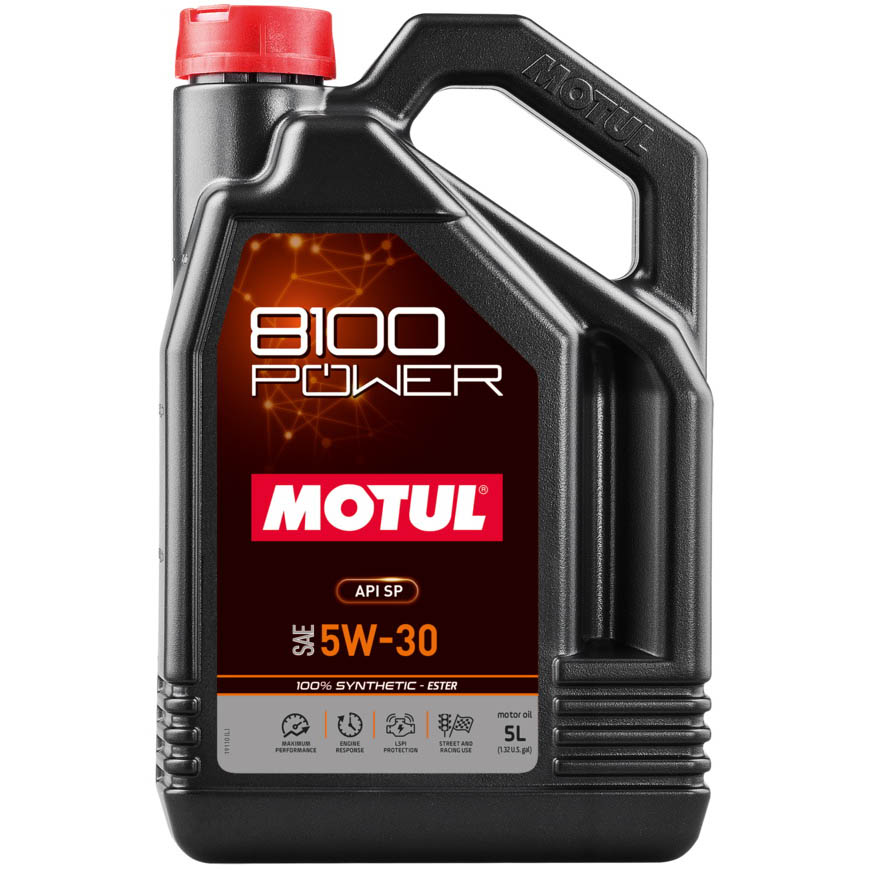 Motul 8100 Power Full Synthetic Engine Oil (5W-30, 5 Liters)