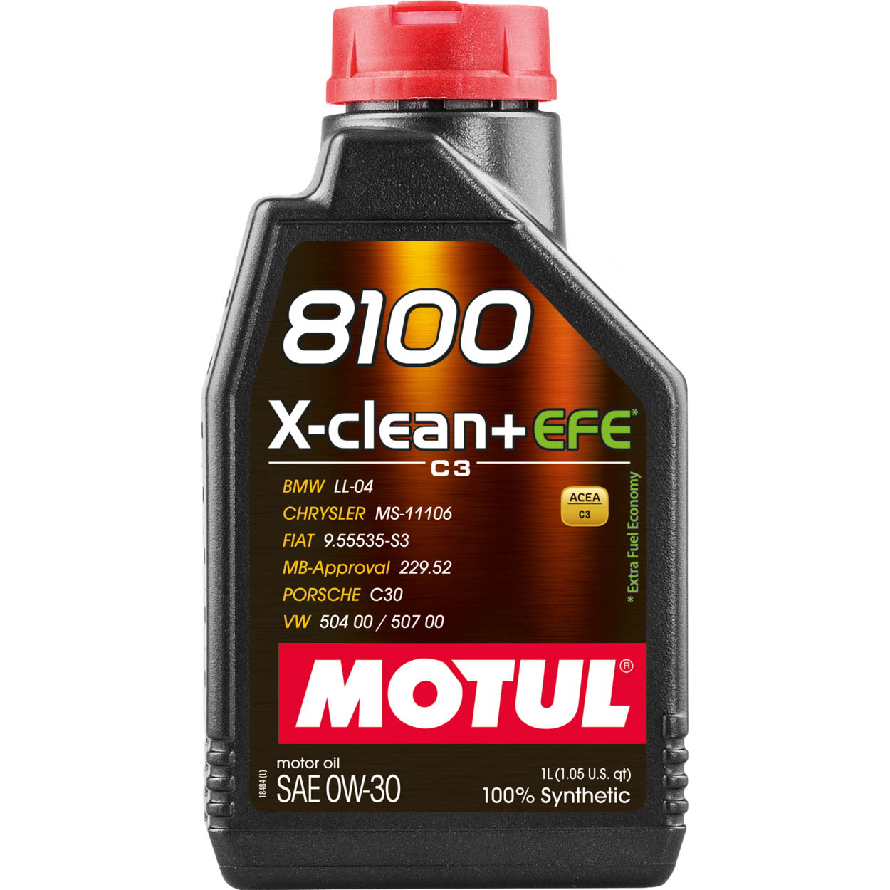 Motul 8100 X-Clean EFE Full Synthetic Engine Oil (0W-30, 1 Liter)