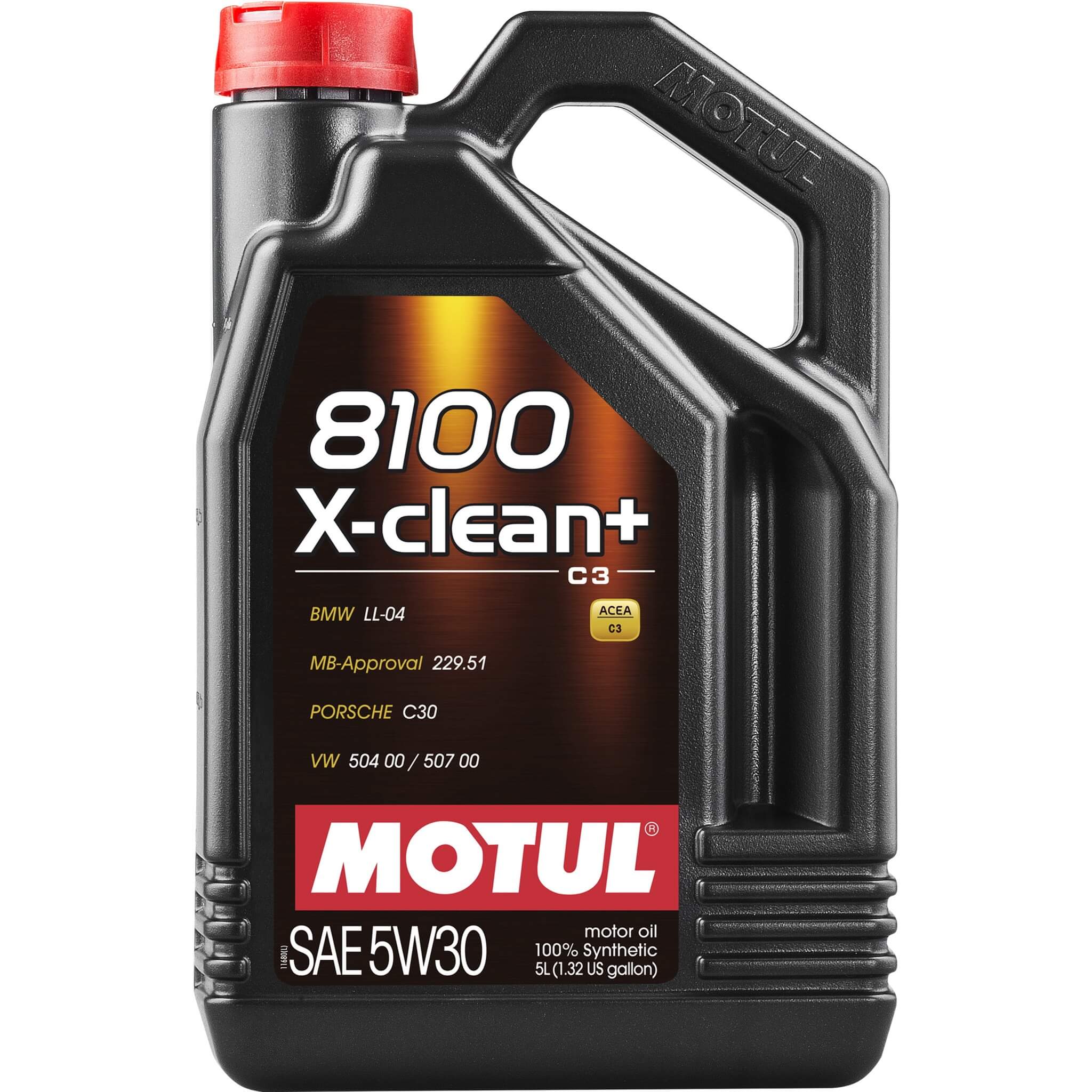 Motul 8100 X-Clean+ Full Synthetic Engine Oil (5W-30, 5 Liters)