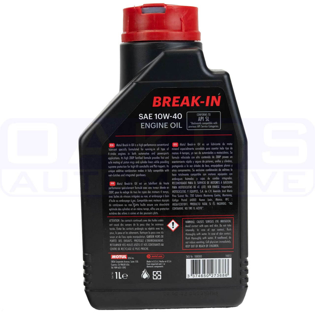 Motul Break In Engine Oil (10W-40, Mineral, 1 Liter) - Angle 2