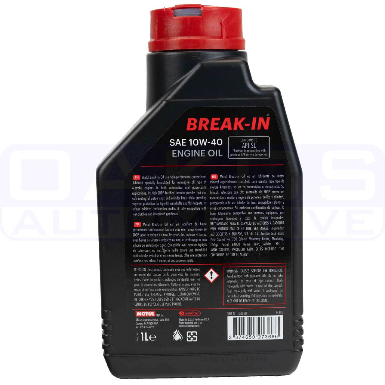 Motul Break In Engine Oil (10W-40, Mineral, 1 Liter) - Angle 2