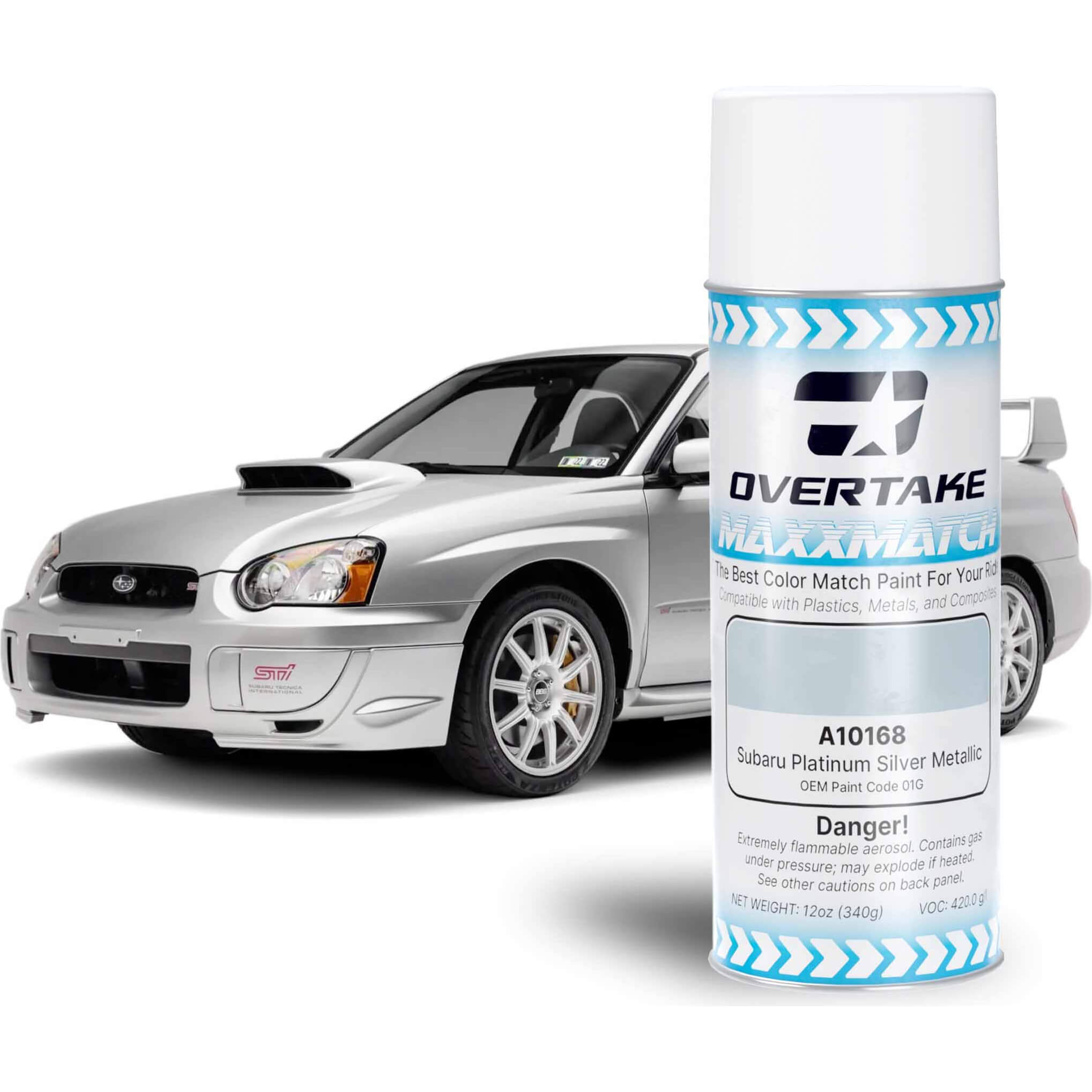 Overtake MaxxMatch Spray Paint (Subaru Platinum Silver Metallic 01G, 12oz. Can)