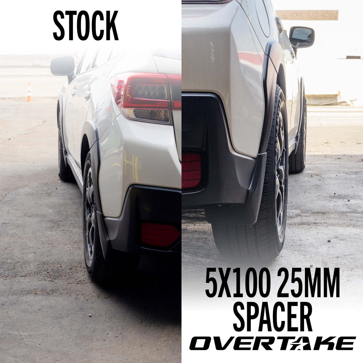 Overtake Wheel Spacers - 25mm 5x100, 2002-2014 WRX, 2004 STi & 2013-2026 BRZ/GR86 - Angle 3