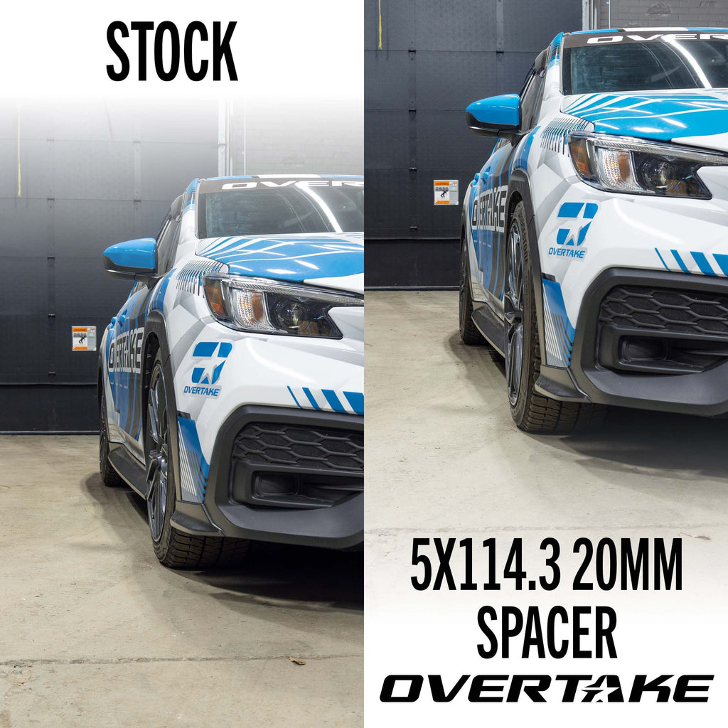 Overtake Wheel Spacers - Pair - 20mm 5x114.3, 2005-2021 STi & 2015-2026 WRX - Angle 3
