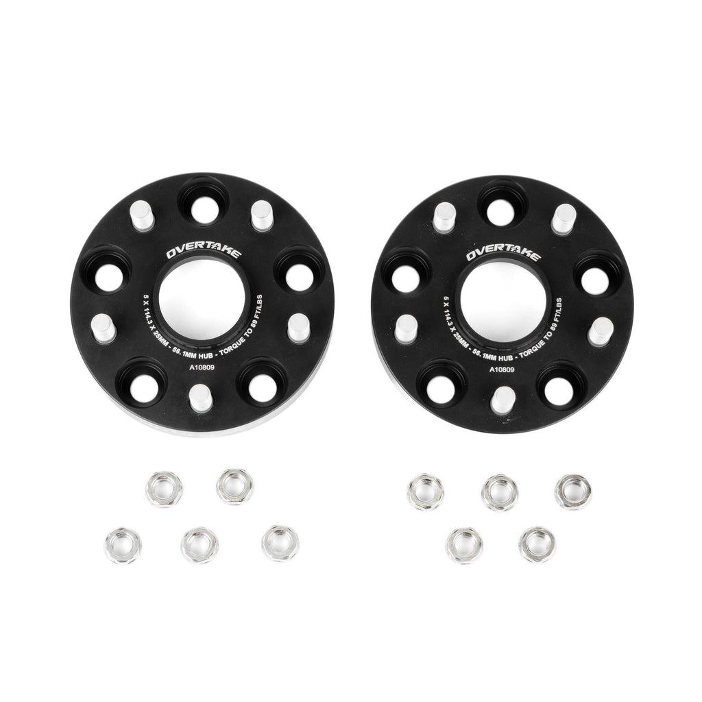 Overtake Wheel Spacers - Pair - 25mm 5x114.3, 2005-2021 STi & 2015-2026 WRX