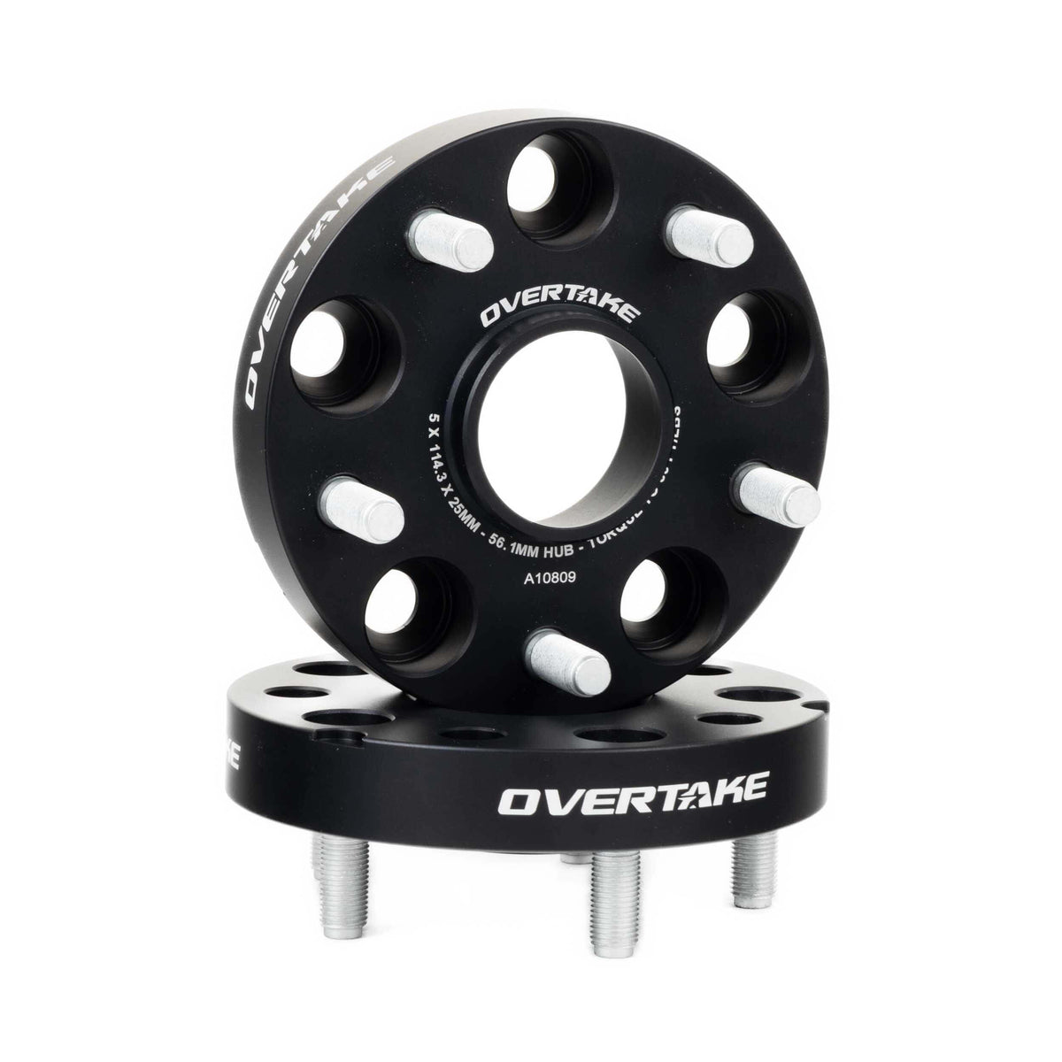 Overtake Wheel Spacers - Pair - 25mm 5x114.3, 2005-2021 STi & 2015-2026 WRX - Angle 2