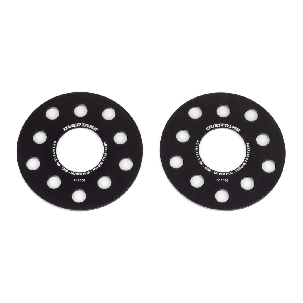 Overtake Wheel Spacers Pair - 5mm 5x114.3 / 5x100, 2002-2026 WRX/STi & 2013-2026 BRZ/GR86