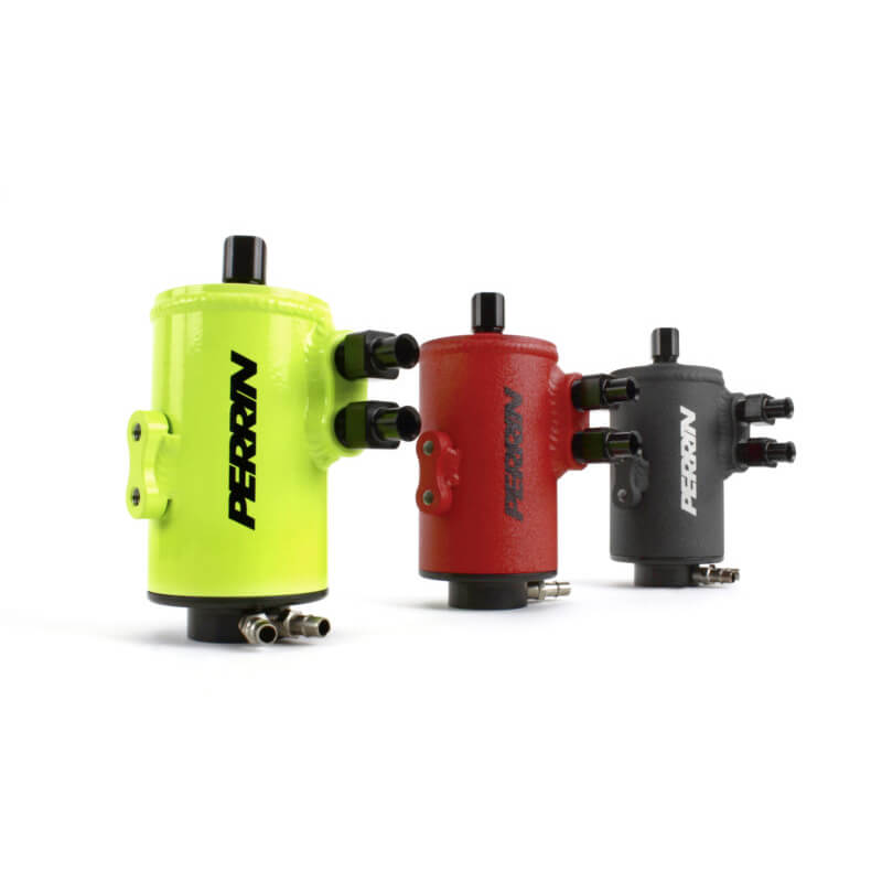 Perrin Air/Oil Separator Kit (FMIC, Neon Yellow), 2002-2014 WRX & 2004-2021 STi - Angle 4
