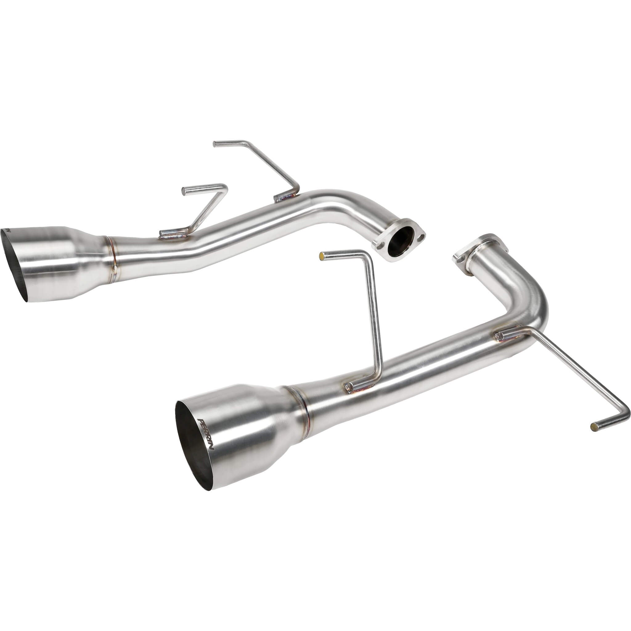 Perrin Axle-Back Exhaust System (Dual Exit w/ Single Tips), 2022-2026 WRX - Angle 2